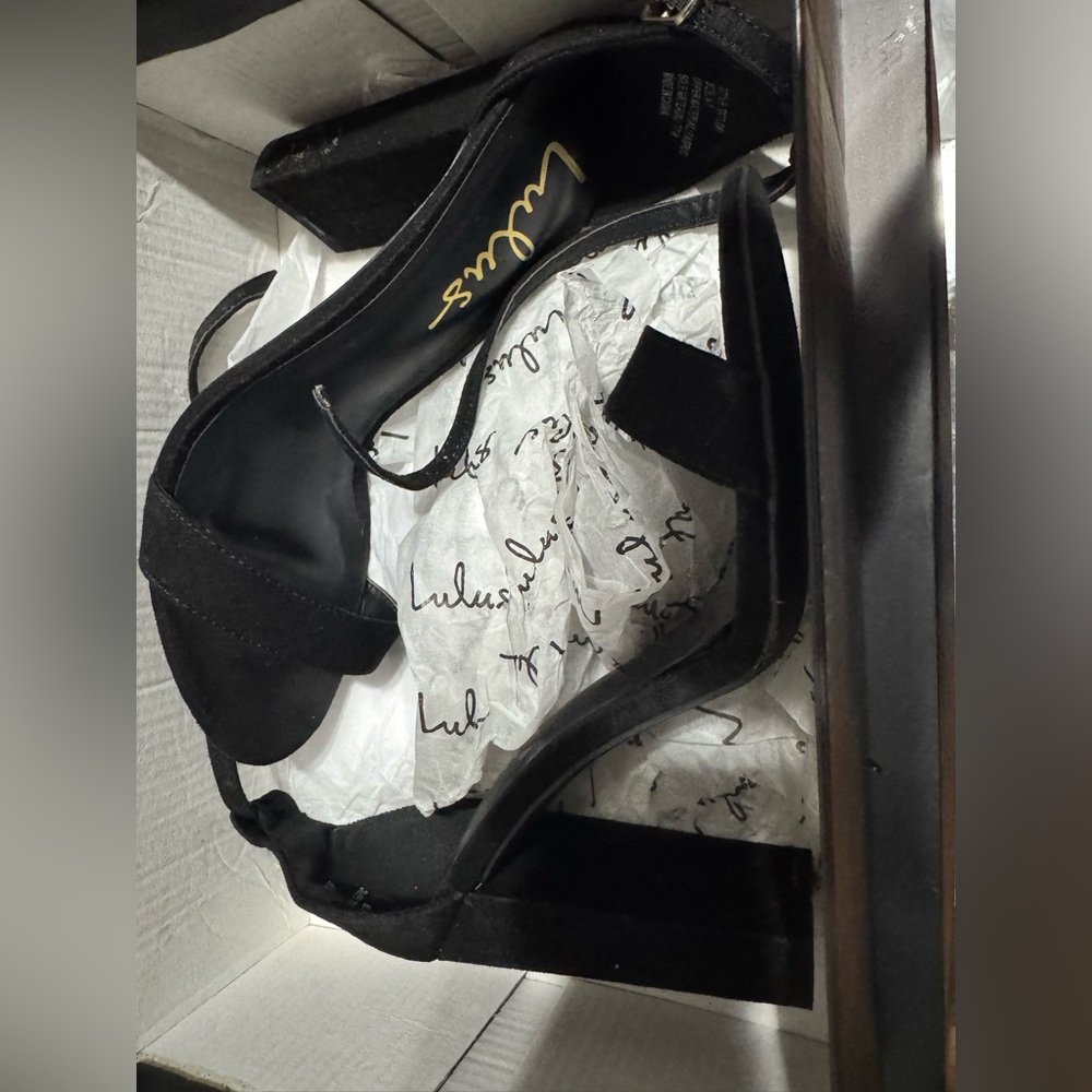 Lulu's Black Taylor Ankle Strap Heels